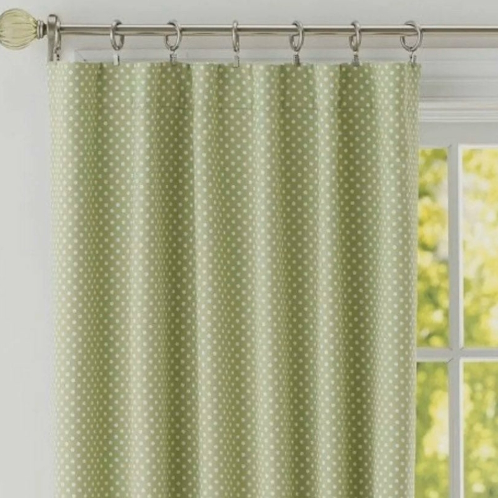 Pottery Barn Kids green dot blackout curtains